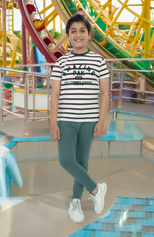 Striped T Shirt With Text Grap