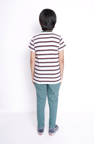 Striped T Shirt With Text Grap