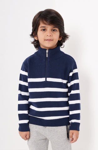 Mock Neck Stripe Sweater