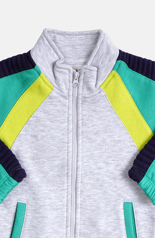 Color Block Mock Neck Zipper