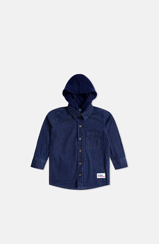 Denim hooded shirt online