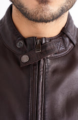 Racer Leather Jacket In Brown