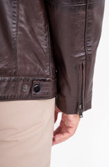 Racer Leather Jacket In Brown