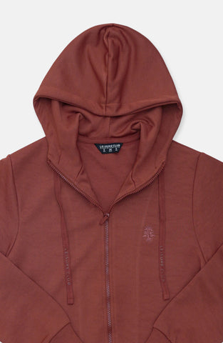 Zip Front Hoodie In Double Knit