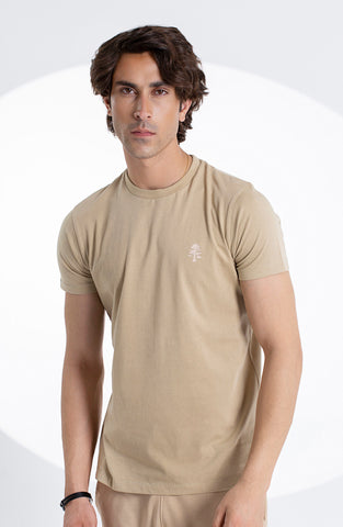 Beige Crew Neck Tee