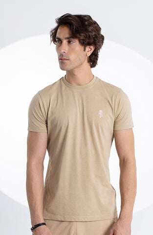 Beige Crew Neck Tee