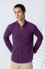 Burgundy Pique Button Down Shirt