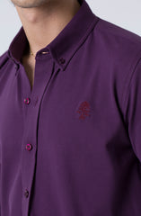 Burgundy Pique Button Down Shirt