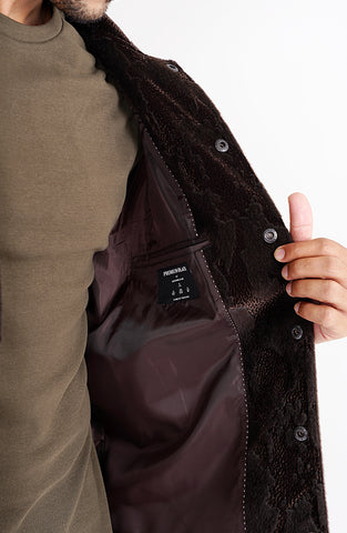 Faux Fur Shacket In Brown