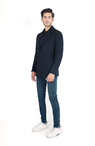 Pea Coat In Navy Wool