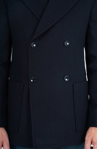 Pea Coat In Navy Wool