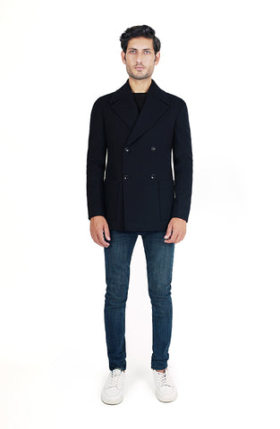 Pea Coat In Navy Wool