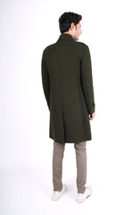 Trench Coat In Green Wool