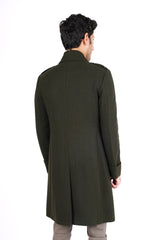 Trench Coat In Green Wool