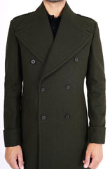 Trench Coat In Green Wool