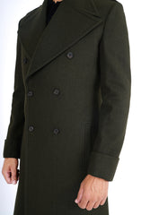 Trench Coat In Green Wool