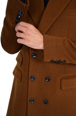 Brown Long Coat In Wool