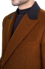 Brown Long Coat In Wool