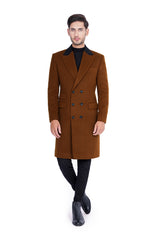 Brown Long Coat In Wool