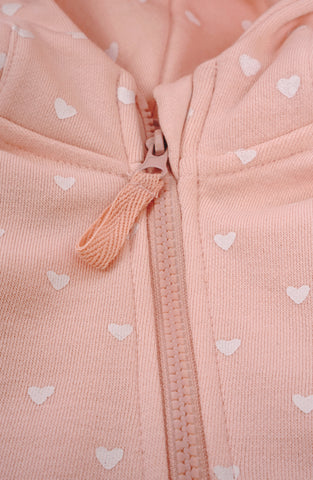 Heart Print Hoodie Romper