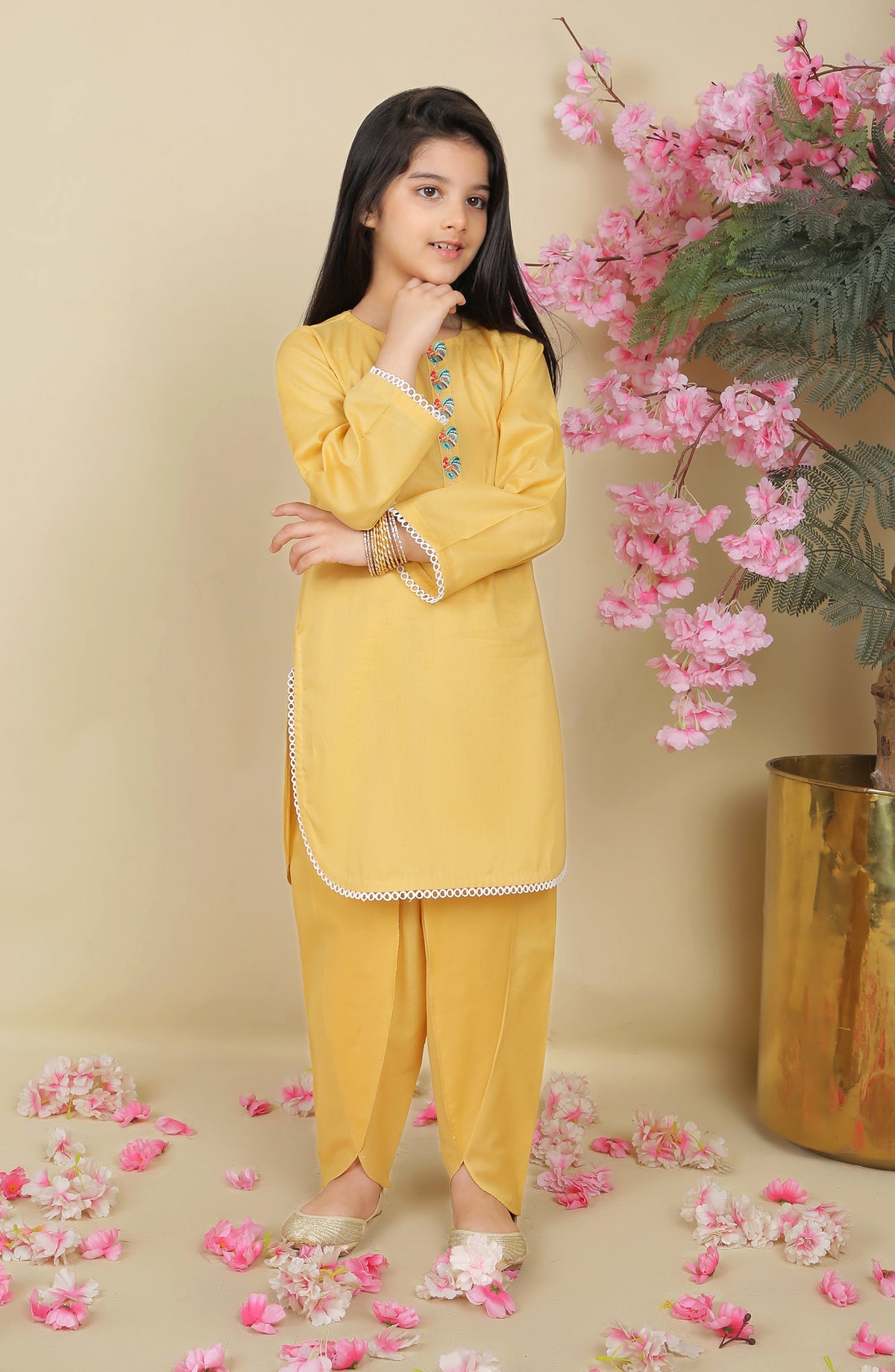 Cinderella 2 Pc Lawn Suit - Yellow