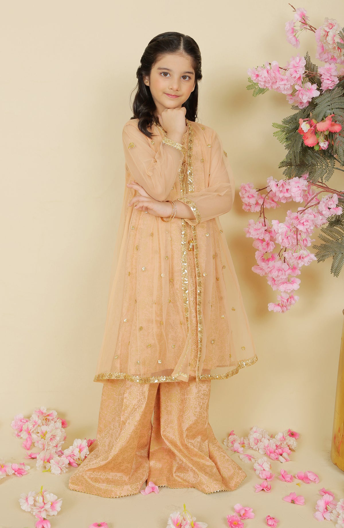 Rano 3 Pc Suit-Peach