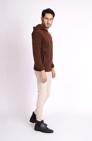 Fleece Hoodie In Brown