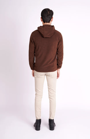 Fleece Hoodie In Brown