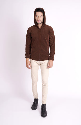 Fleece Hoodie In Brown