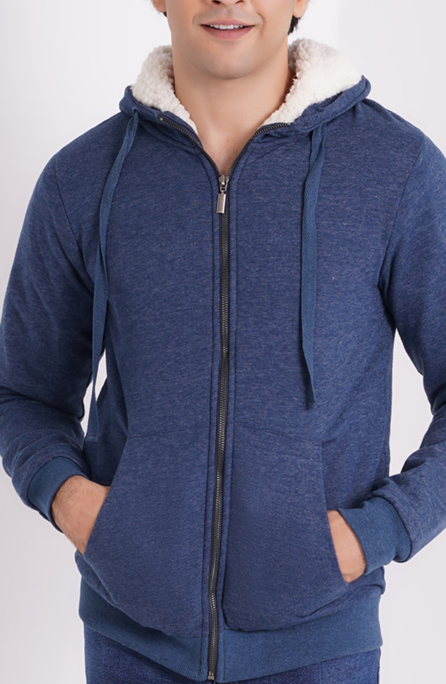 Blue sherpa hoodie sale