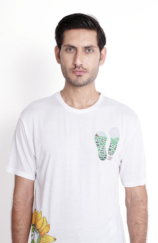 Nature Print Tee In White