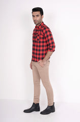 Checkered Flannel Shirt In Red