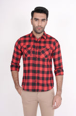 Checkered Flannel Shirt In Red