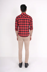 Checkered Flannel Shirt In Red