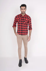 Checkered Flannel Shirt In Red