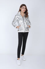 Womens Metallic Puffer Jacket