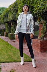 Womens Metallic Puffer Jacket