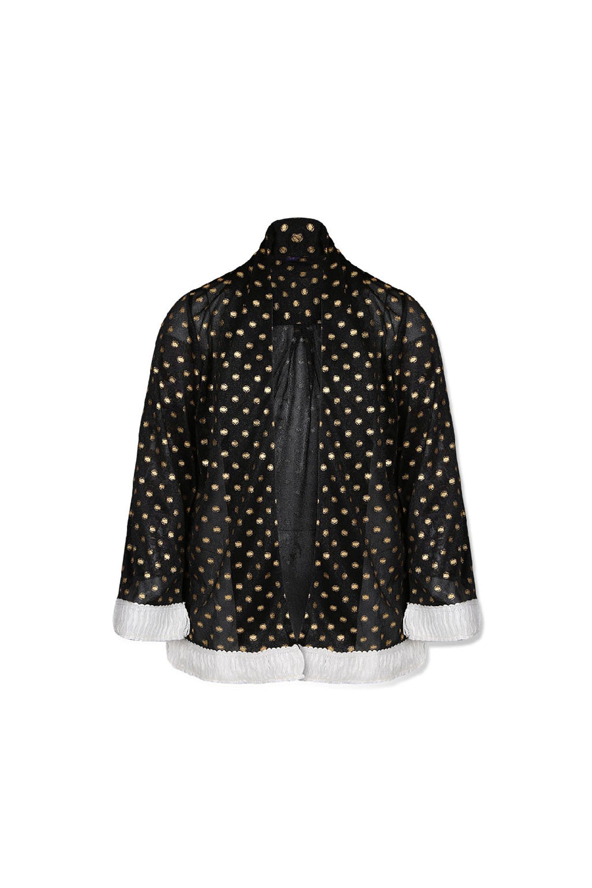 Shiny Gold Dots Shrug W/Lace